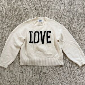 Old Navy Cream Sweater with Black LOVE Design